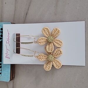 Betsey Johnson Elegant Tan Floral Earrings